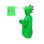 ATOGUTA Kids Rain Jacket Waterproof Ponchos Dinosaurs Rainwear with Pockets Green, Sizes 2T-6